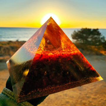 Golden pyramid orgonite