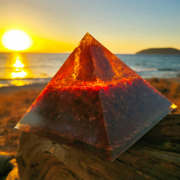 Golden pyramid orgonite
