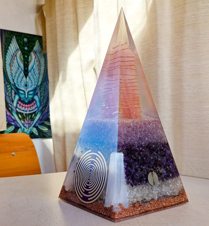 Nubian Orgonite Pyramid Golden Triangle