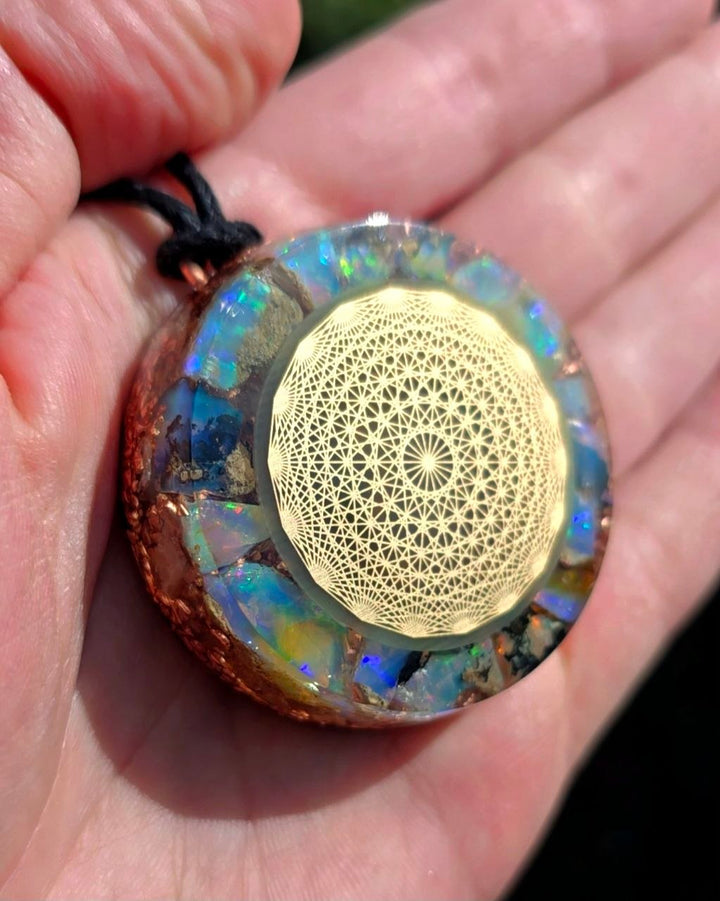Orgonite pendant | Ethiopian Opal & Herkimer Diamonds