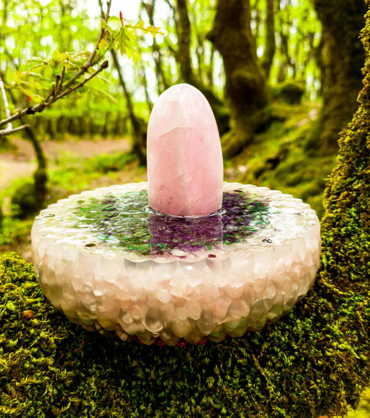 Rose Quartz Orgonite Art | Amethyst and Green adventurine