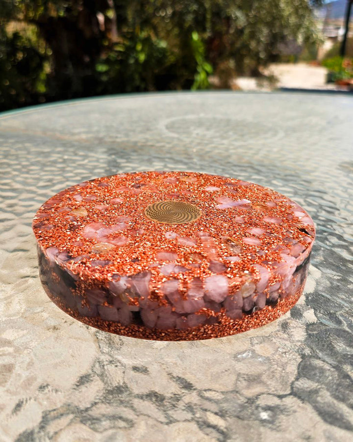 Power Disc orgonite | Restructure your water with Rose Quartz