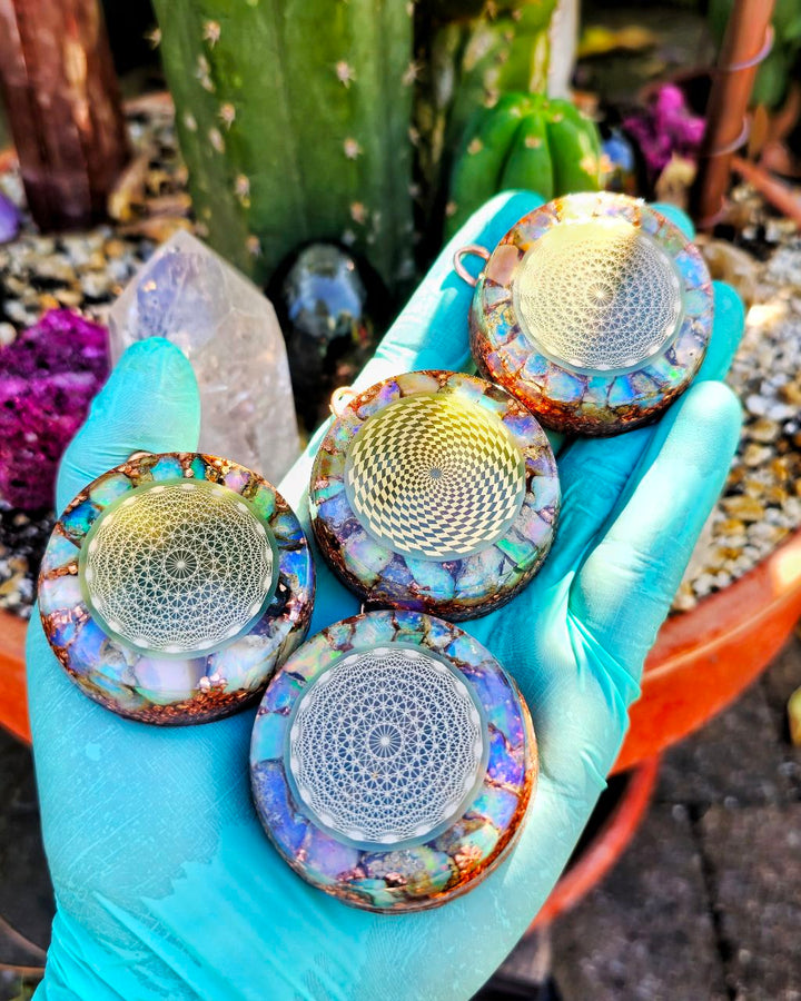 Orgonite pendant | Ethiopian Opal & Herkimer Diamonds