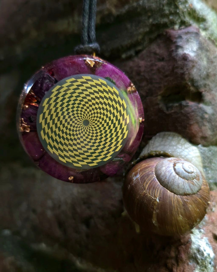 Orgonite pendant | Ruby & Red Garnet