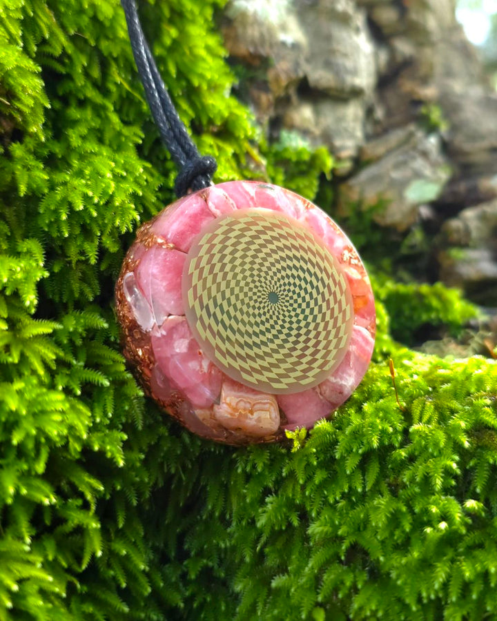 Orgonite pendant | Rhodochrosite, Rose Quartz, Ruby